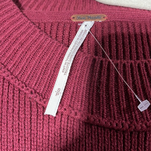 Free People Colorblock Sweater in Burgundy, Peach, and Gray - Picture 9 of 12